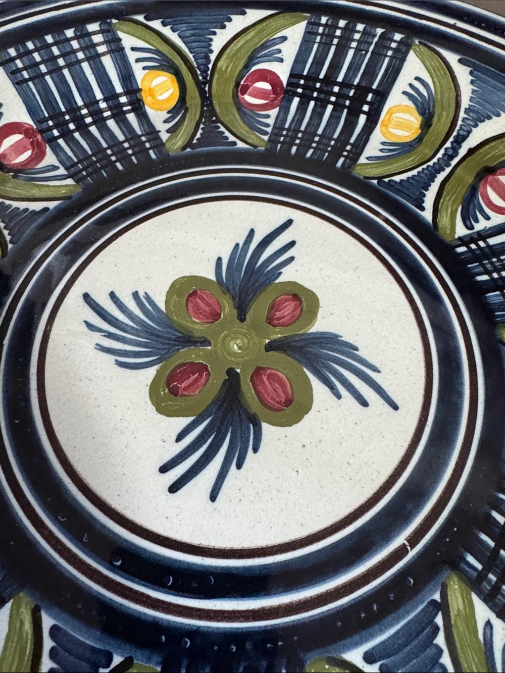 Vintage Hand-Painted Blue Ceramic Decorative Wall Plate - Picture 6 of 6